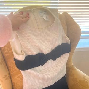 Vintage Chanel Crème Ivory Tweed and Black Dress w/Bow and matching suit jacket.